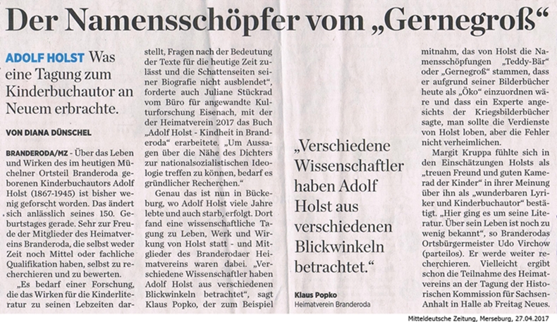 Adolf Holst - Namensschöpfer von "Gernegroß"